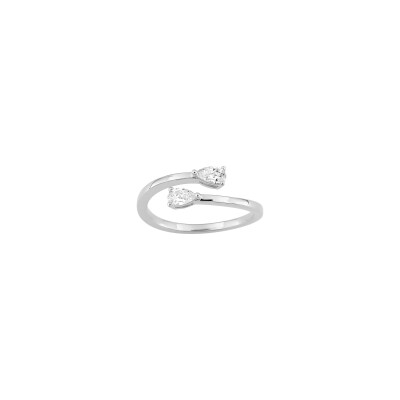 Bague en argent rhodié et oxyde de zirconium