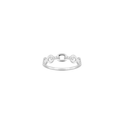 Bague en argent rhodié et oxyde de zirconium