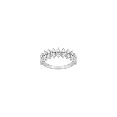 Bague en argent rhodié et oxyde de zirconium