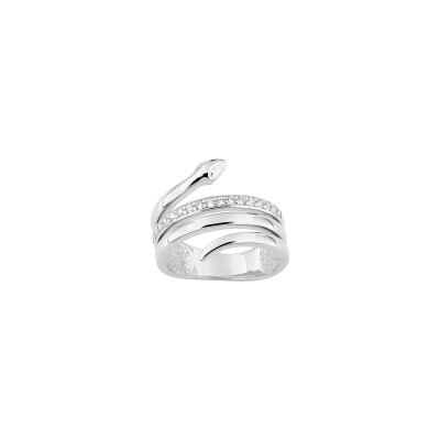 Bague en argent rhodié et oxyde de zirconium