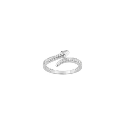 Bague en argent rhodié et oxyde de zirconium