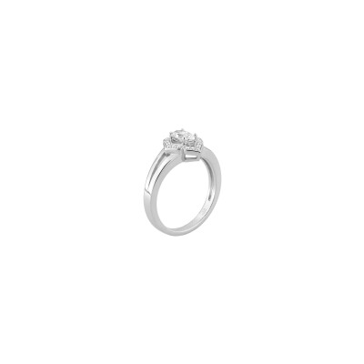 Bague en argent rhodié et oxyde de zirconium