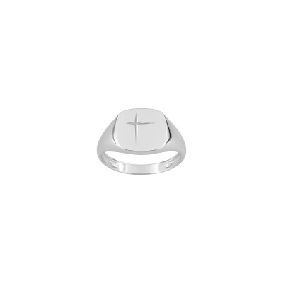 Chevalière en argent rhodié