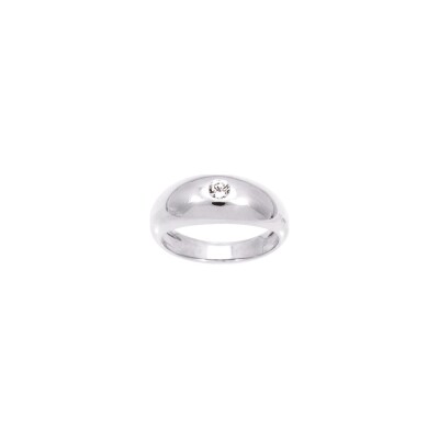 Bague en argent rhodié et oxyde de zirconium