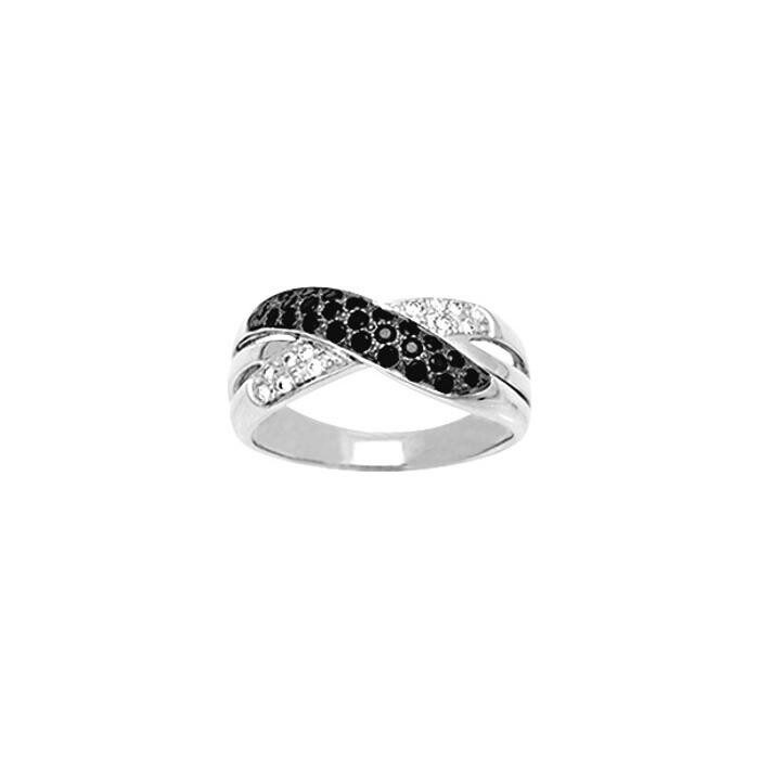 Bague en argent rhodié et oxyde de zirconium