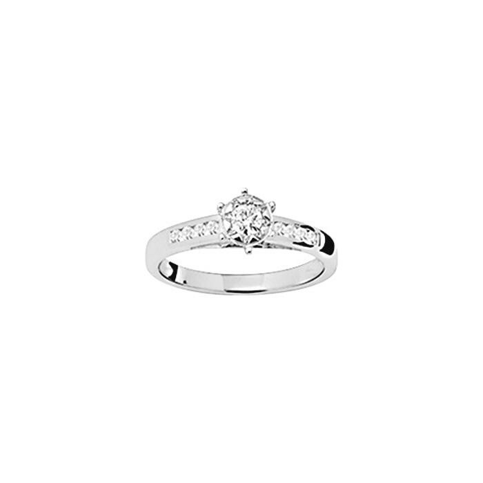 Bague en argent rhodié et oxyde de zirconium