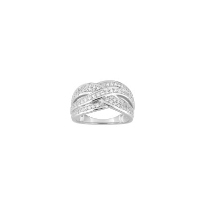 Bague en argent rhodié et oxyde de zirconium