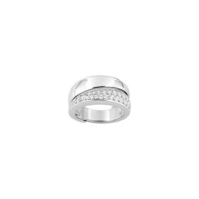 Bague en argent rhodié et oxyde de zirconium