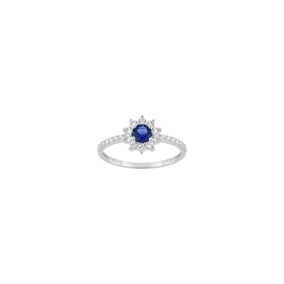 Bague en argent rhodié et oxyde de zirconium