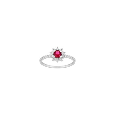 Bague en argent rhodié et oxyde de zirconium