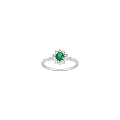 Bague en argent rhodié et oxyde de zirconium