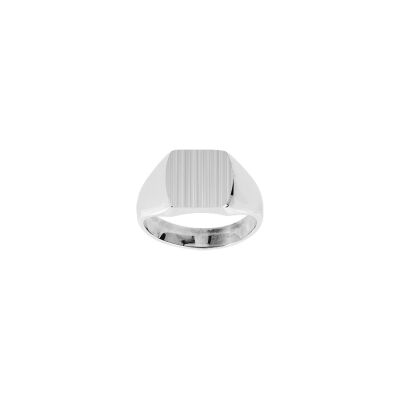 Chevalière brossée en argent rhodié