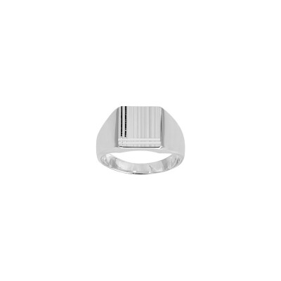 Chevalière en argent rhodié