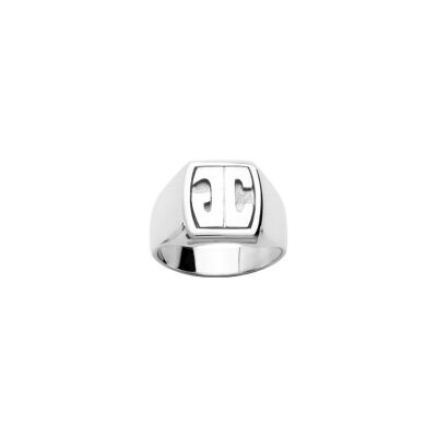 Chevalière en argent rhodié