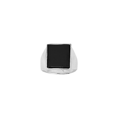 Bague en argent rhodié et onyx