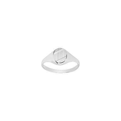 Chevalière brossée en argent rhodié