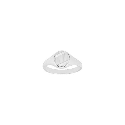 Chevalière brossée en argent rhodié
