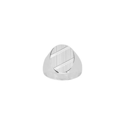 Chevalière brossée en argent rhodié