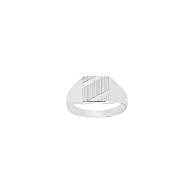 Chevalière en argent rhodié