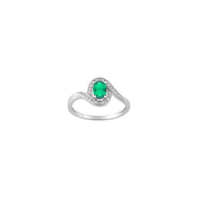 Bague en argent rhodié et oxyde de zirconium