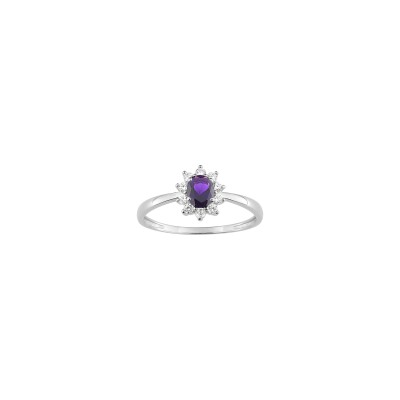 Bague en argent rhodié et oxyde de zirconium