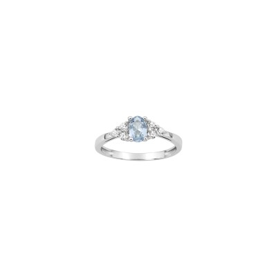 Bague en argent rhodié et oxyde de zirconium