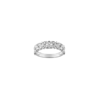 Bague en argent rhodié et oxyde de zirconium