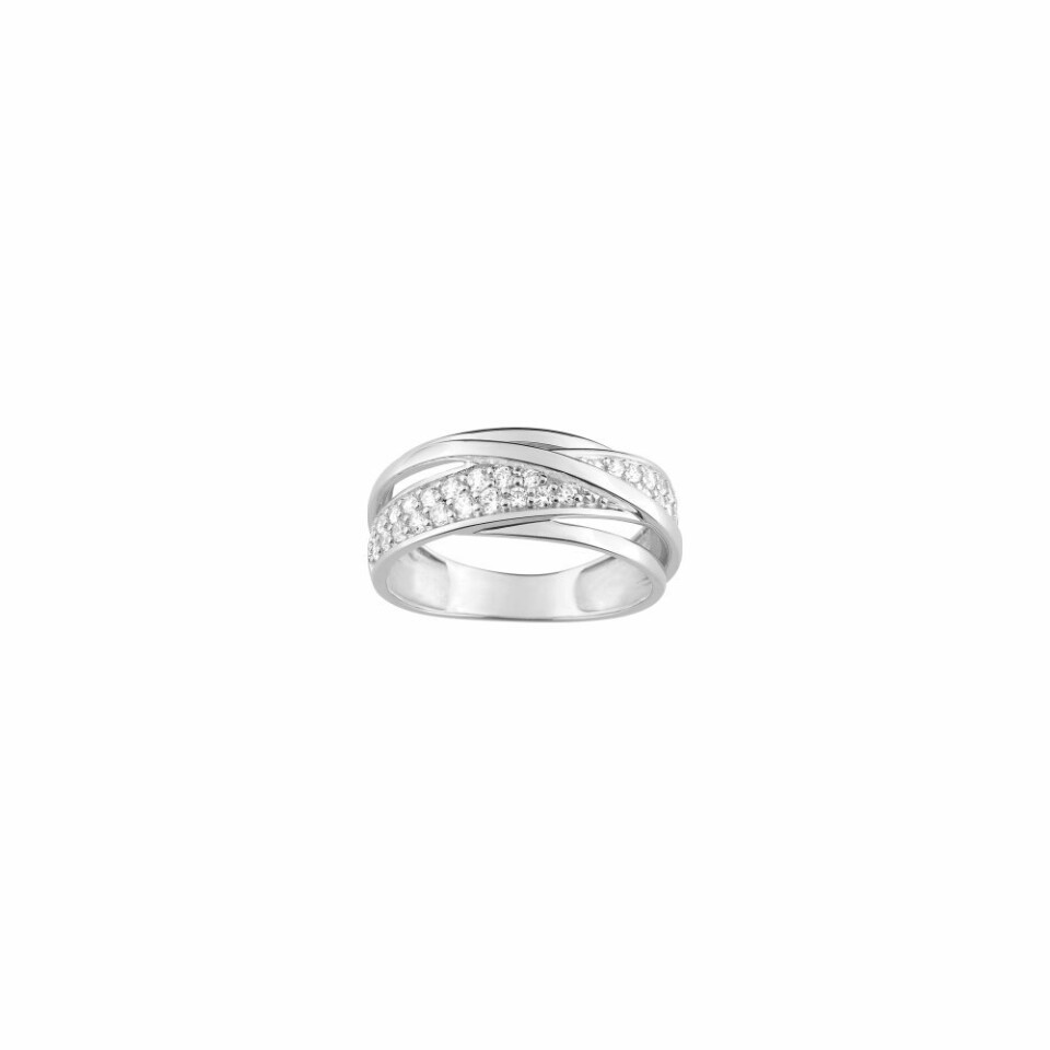 Bague en argent rhodié et oxydes de zirconium