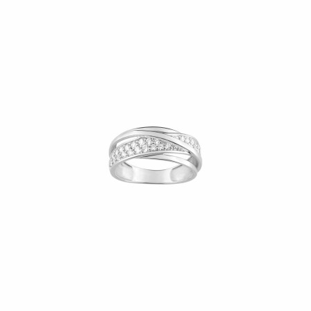 Bague en argent rhodié et oxydes de zirconium