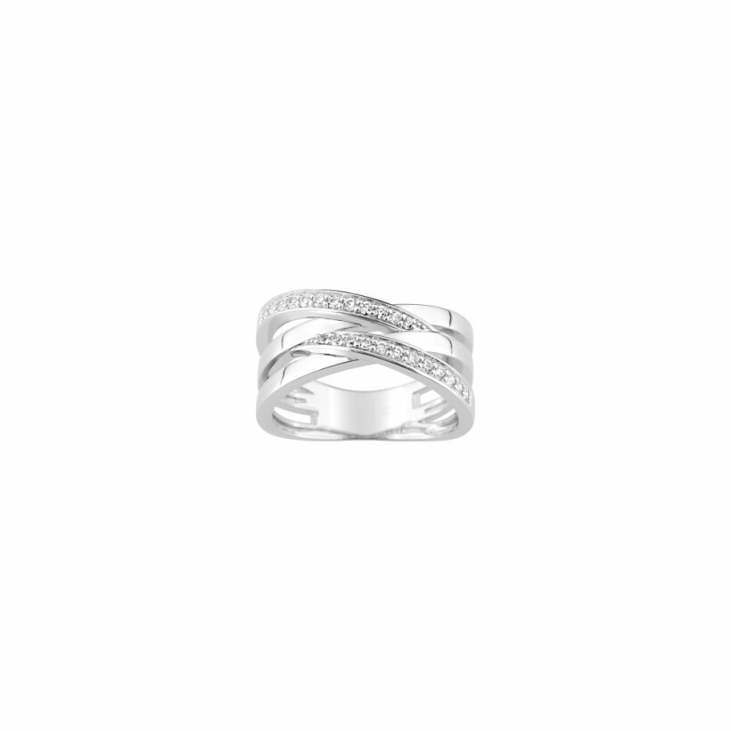 Bague en argent rhodié et oxydes de zirconium