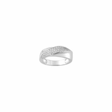 Bague en argent rhodié et oxydes de zirconium