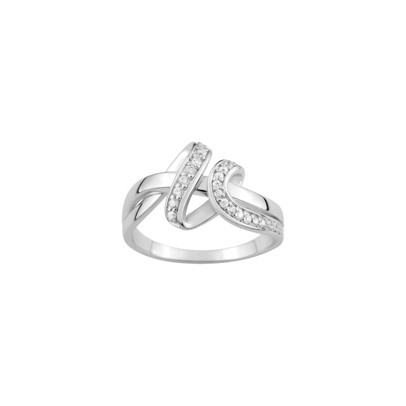 Bague en argent rhodié et oxydes de zirconium