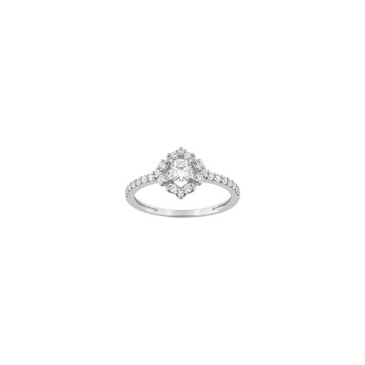 Bague en argent rhodié et oxyde de zirconium