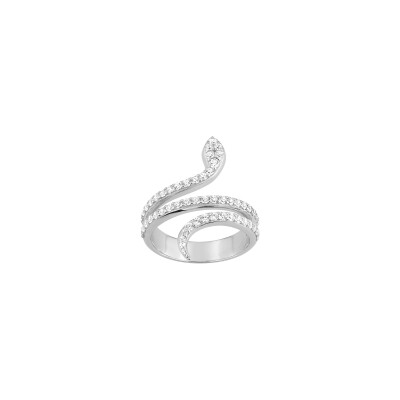 Bague en argent rhodié et oxyde de zirconium