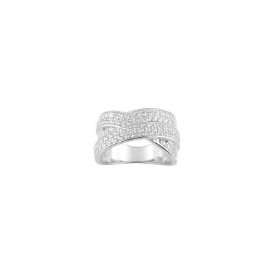 Bague en argent rhodié et oxyde de zirconium