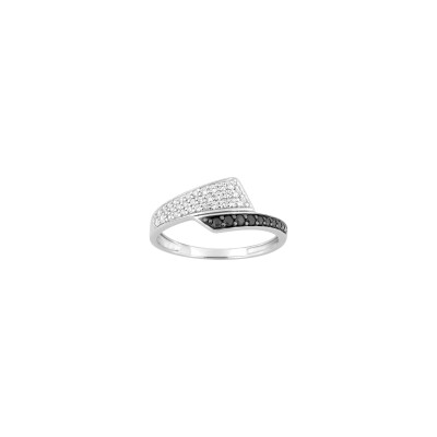 Bague en argent rhodié et oxyde de zirconium