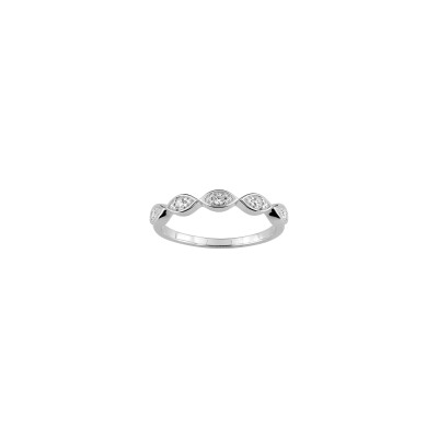 Bague en argent rhodié et oxyde de zirconium