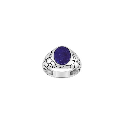 Bague en argent rhodié et lapis lazuli