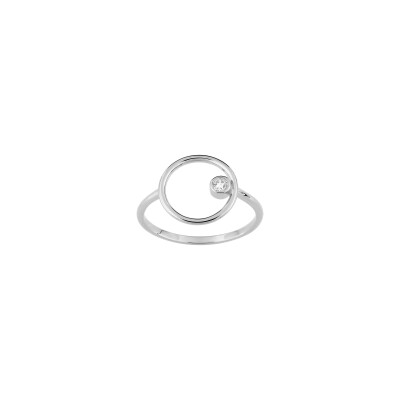 Bague en argent rhodié et oxyde de zirconium