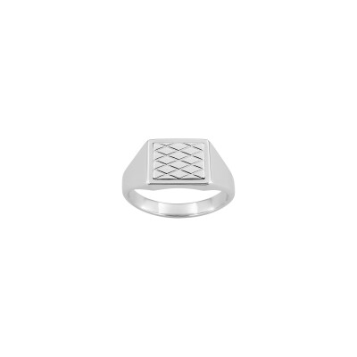 Chevalière en argent rhodié
