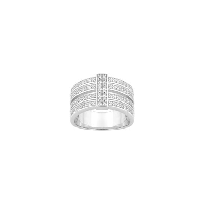 Bague en argent rhodié et oxyde de zirconium