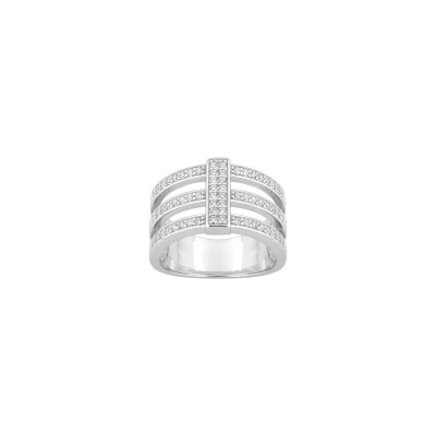 Bague en argent rhodié et oxyde de zirconium