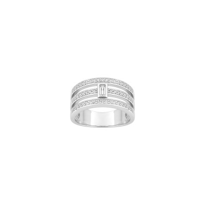 Bague en argent rhodié et oxyde de zirconium