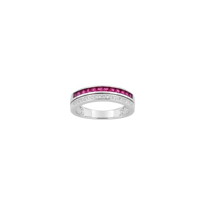 Bague en argent rhodié et oxyde de zirconium