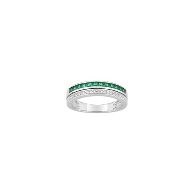 Bague en argent rhodié et oxyde de zirconium
