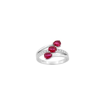 Bague en argent rhodié et oxyde de zirconium