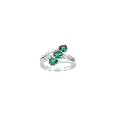 Bague en argent rhodié et oxyde de zirconium