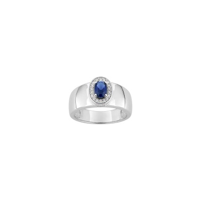 Bague en argent rhodié et oxyde de zirconium