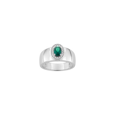 Bague en argent rhodié et oxyde de zirconium
