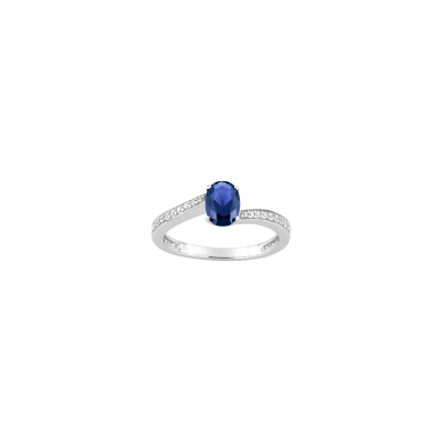 Bague en argent rhodié et oxyde de zirconium